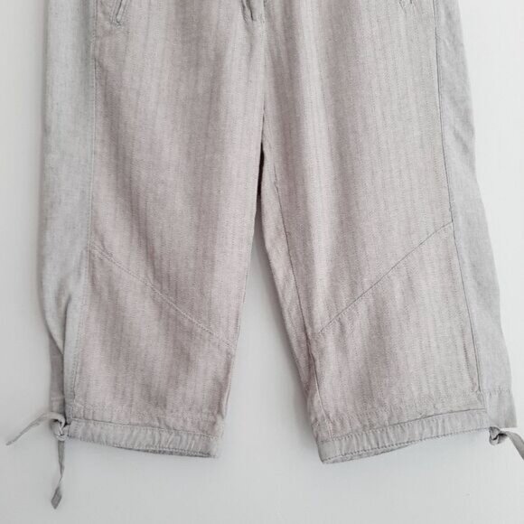 SOLOLA Linen Cotton Blend Capri Pants Drawstring Waist Long Shorts Grey Sz 6 - Picture 3 of 13